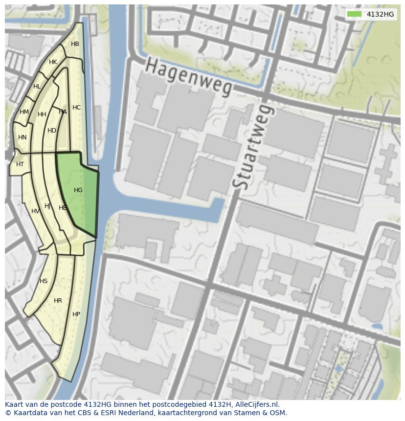 Afbeelding van het postcodegebied 4132 HG op de kaart.