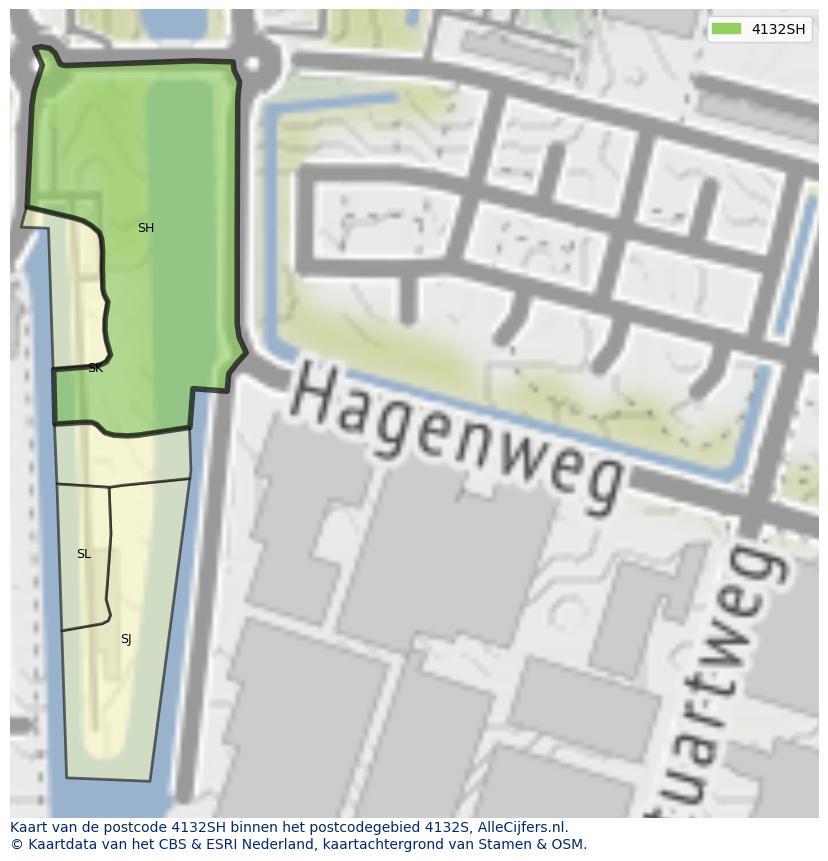 Afbeelding van het postcodegebied 4132 SH op de kaart.