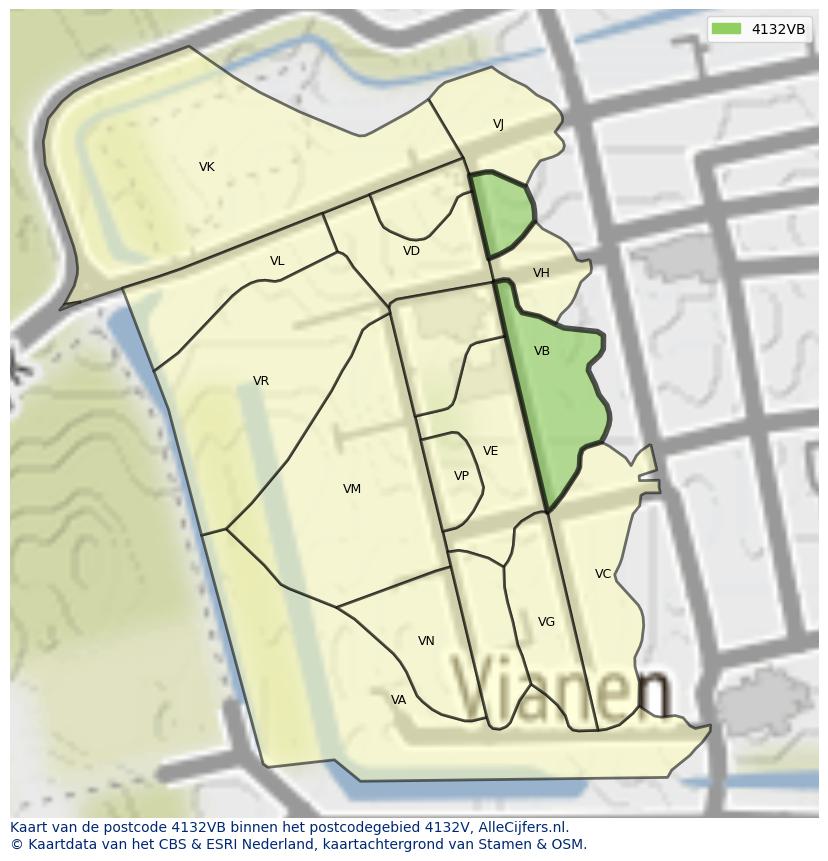 Afbeelding van het postcodegebied 4132 VB op de kaart.