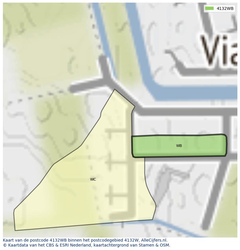 Afbeelding van het postcodegebied 4132 WB op de kaart.