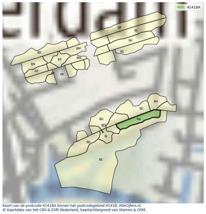Afbeelding van het postcodegebied 4141 BA op de kaart.