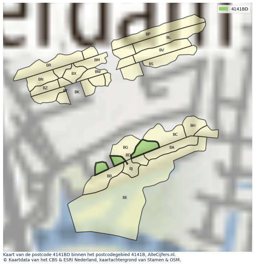 Afbeelding van het postcodegebied 4141 BD op de kaart.
