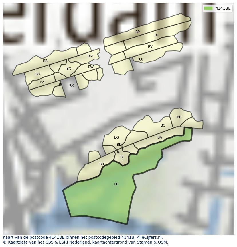 Afbeelding van het postcodegebied 4141 BE op de kaart.