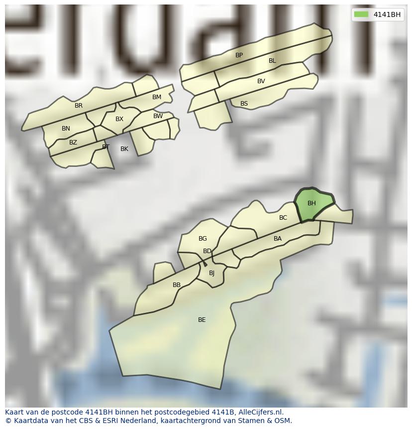 Afbeelding van het postcodegebied 4141 BH op de kaart.