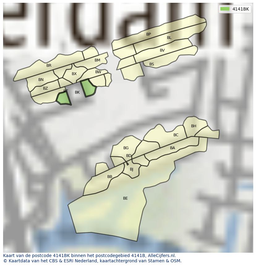 Afbeelding van het postcodegebied 4141 BK op de kaart.