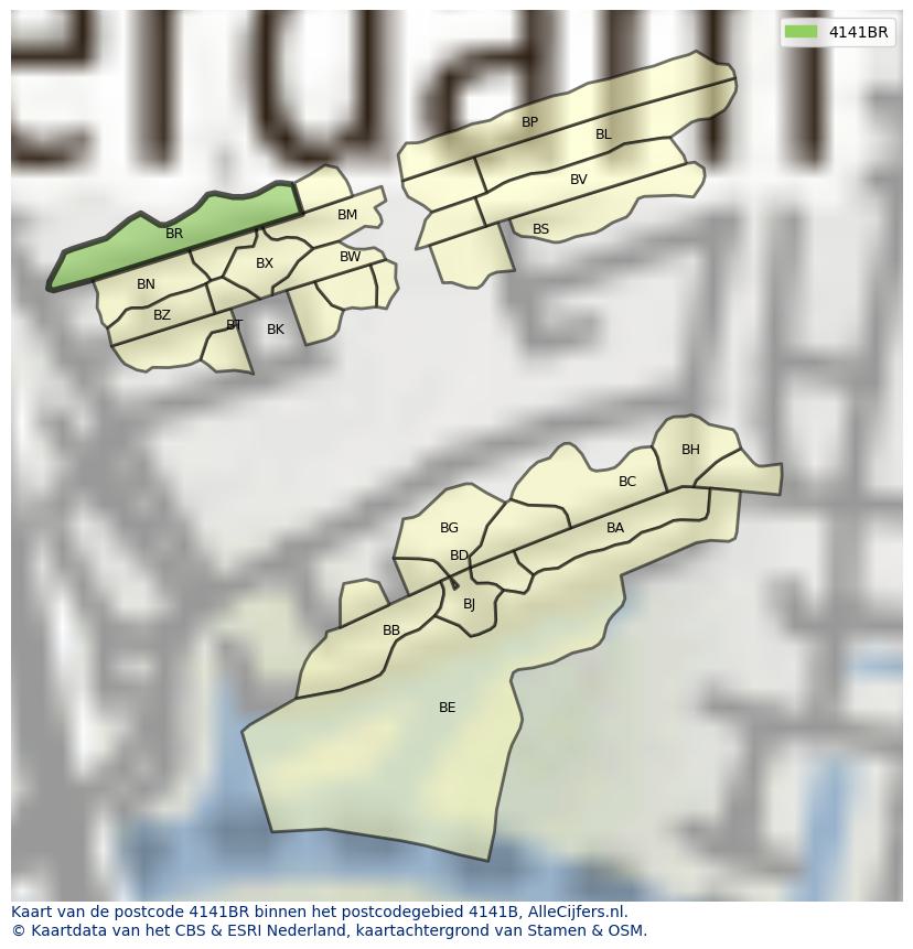 Afbeelding van het postcodegebied 4141 BR op de kaart.