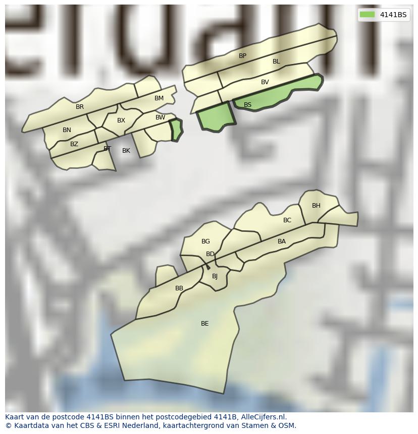 Afbeelding van het postcodegebied 4141 BS op de kaart.