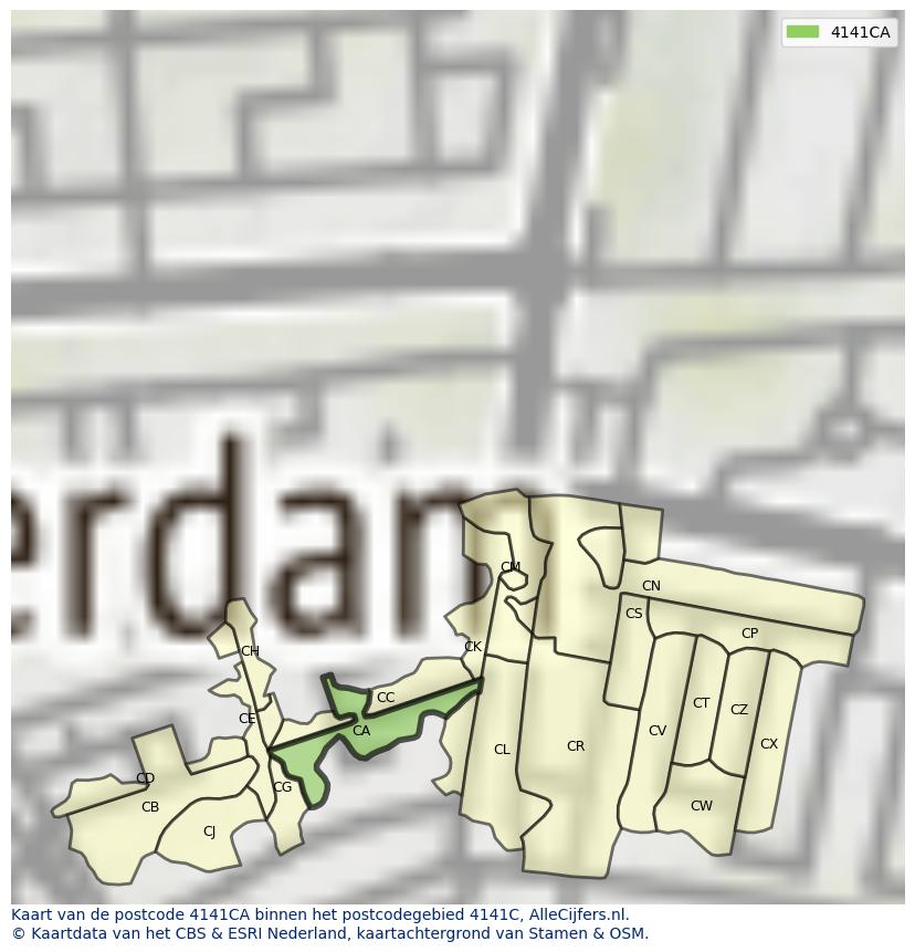 Afbeelding van het postcodegebied 4141 CA op de kaart.