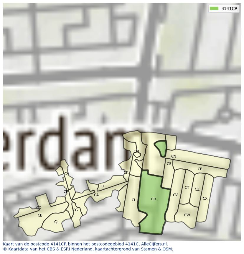 Afbeelding van het postcodegebied 4141 CR op de kaart.