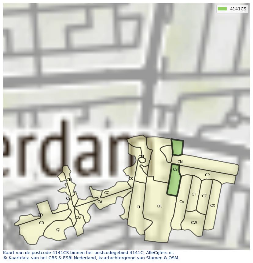 Afbeelding van het postcodegebied 4141 CS op de kaart.