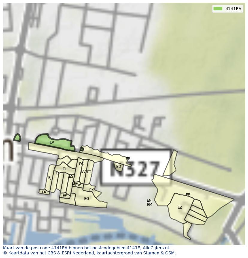 Afbeelding van het postcodegebied 4141 EA op de kaart.