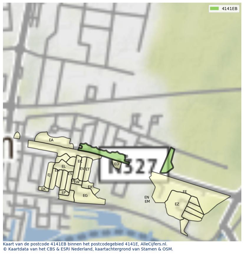 Afbeelding van het postcodegebied 4141 EB op de kaart.