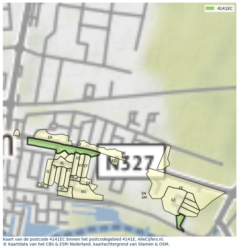 Afbeelding van het postcodegebied 4141 EC op de kaart.