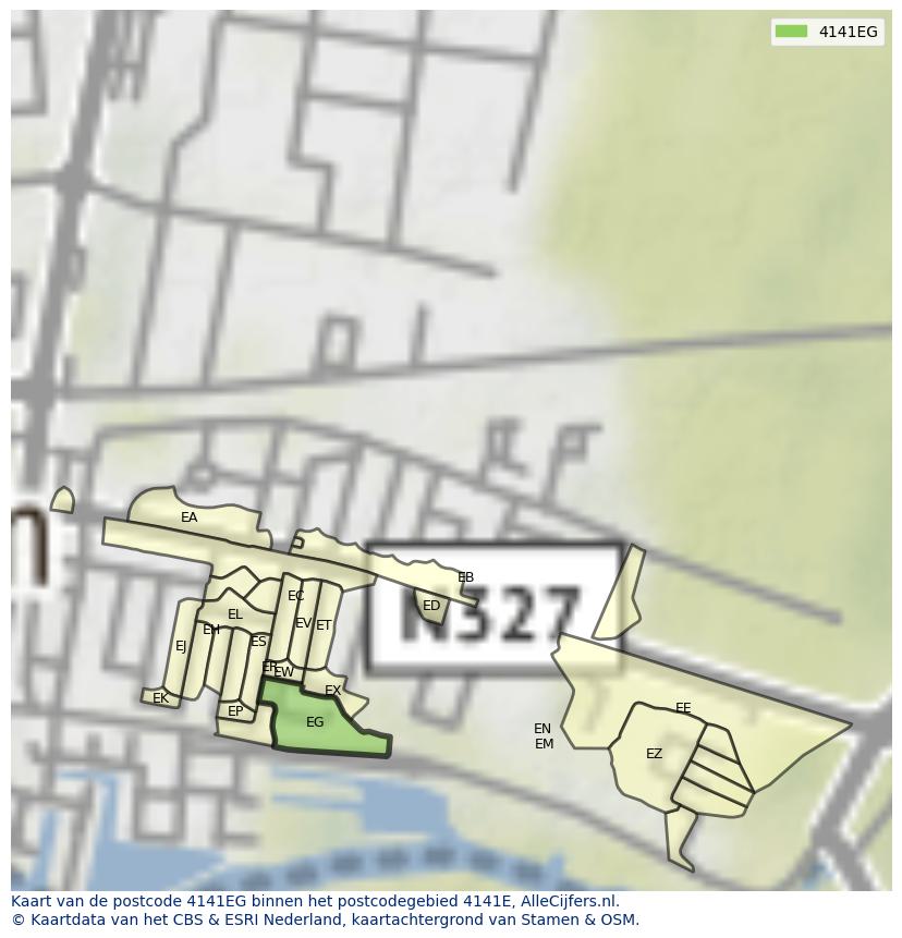 Afbeelding van het postcodegebied 4141 EG op de kaart.