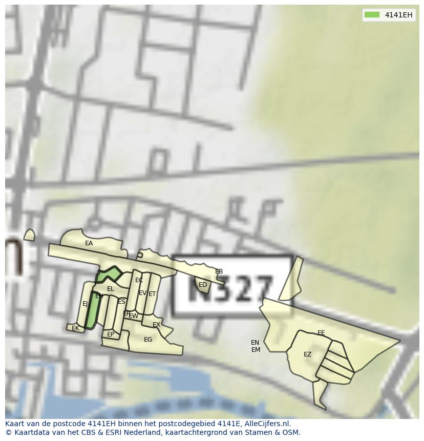 Afbeelding van het postcodegebied 4141 EH op de kaart.