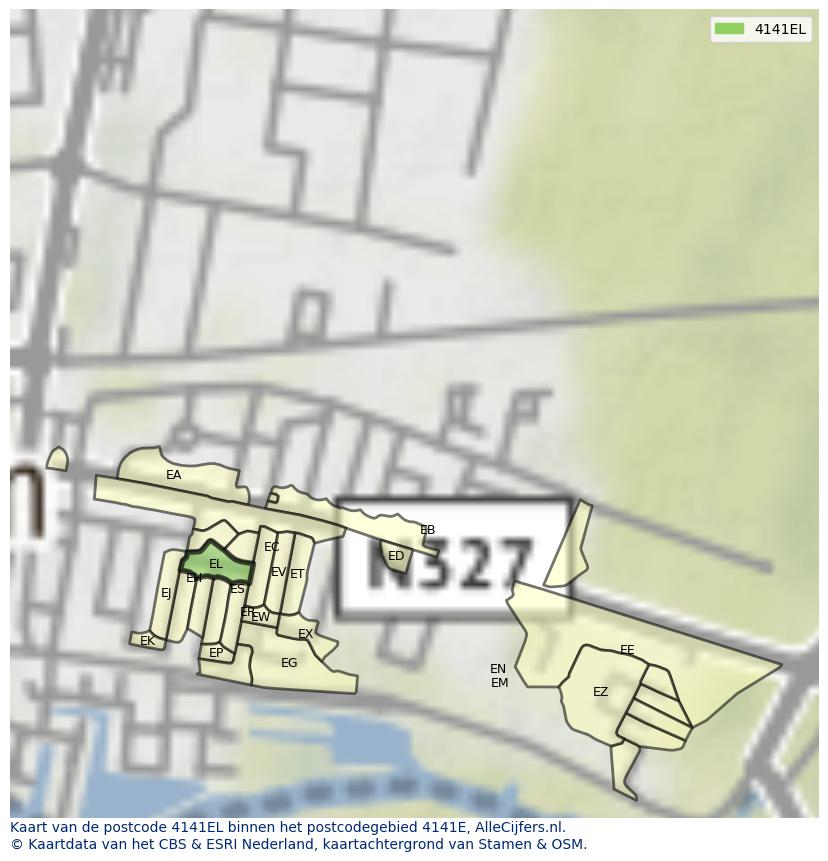 Afbeelding van het postcodegebied 4141 EL op de kaart.