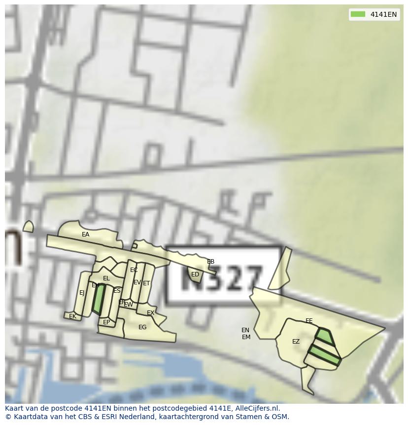 Afbeelding van het postcodegebied 4141 EN op de kaart.