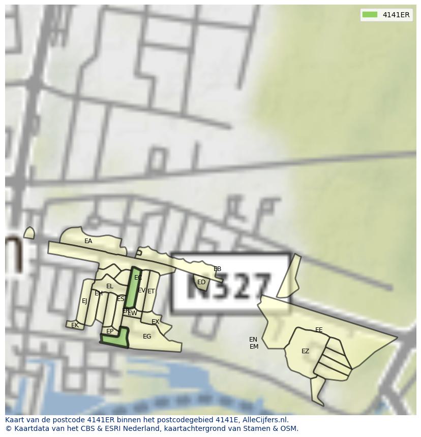 Afbeelding van het postcodegebied 4141 ER op de kaart.