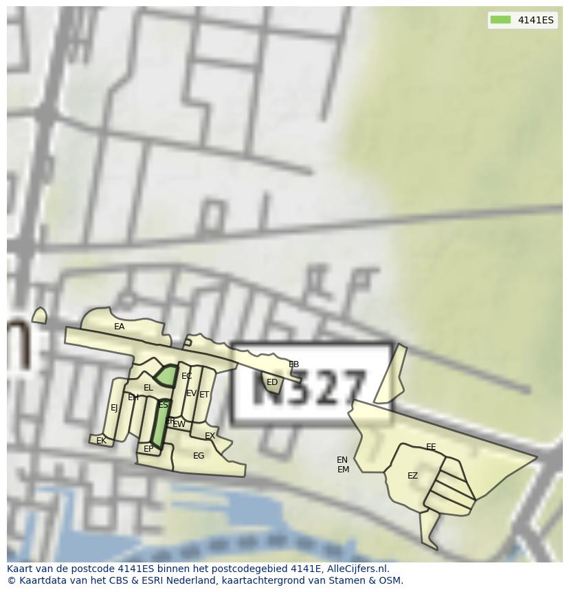 Afbeelding van het postcodegebied 4141 ES op de kaart.