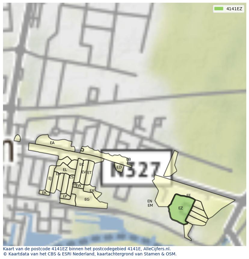Afbeelding van het postcodegebied 4141 EZ op de kaart.