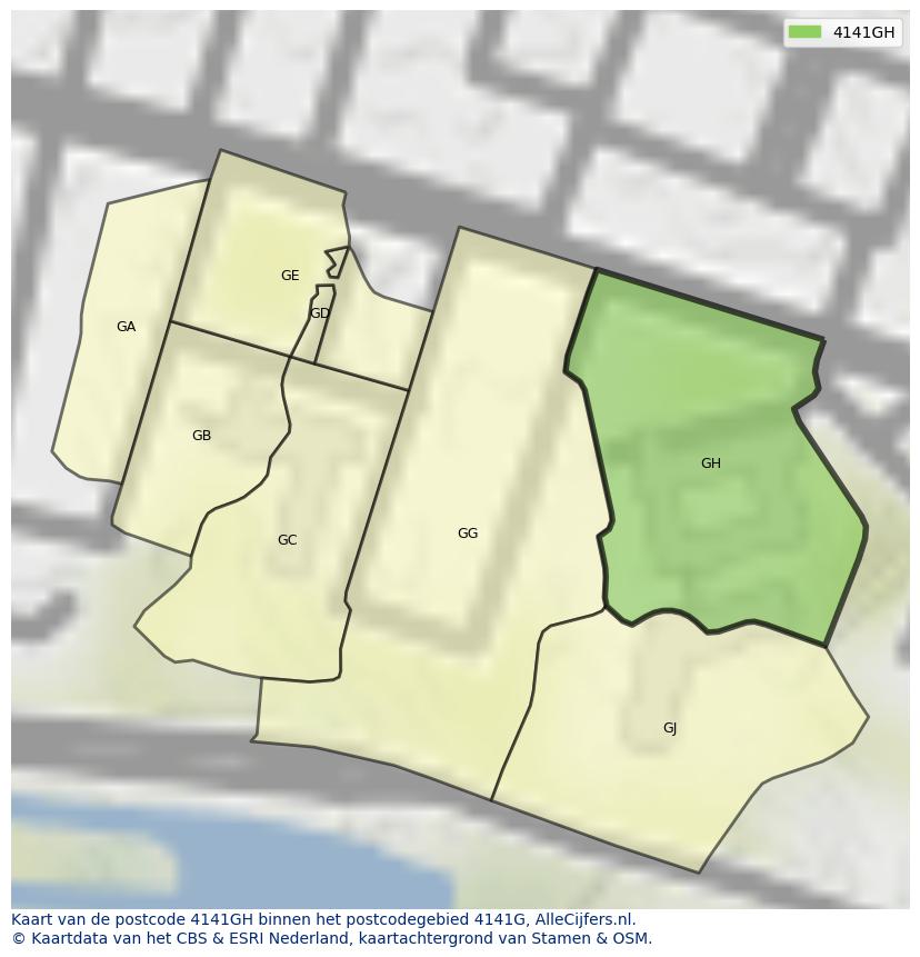 Afbeelding van het postcodegebied 4141 GH op de kaart.