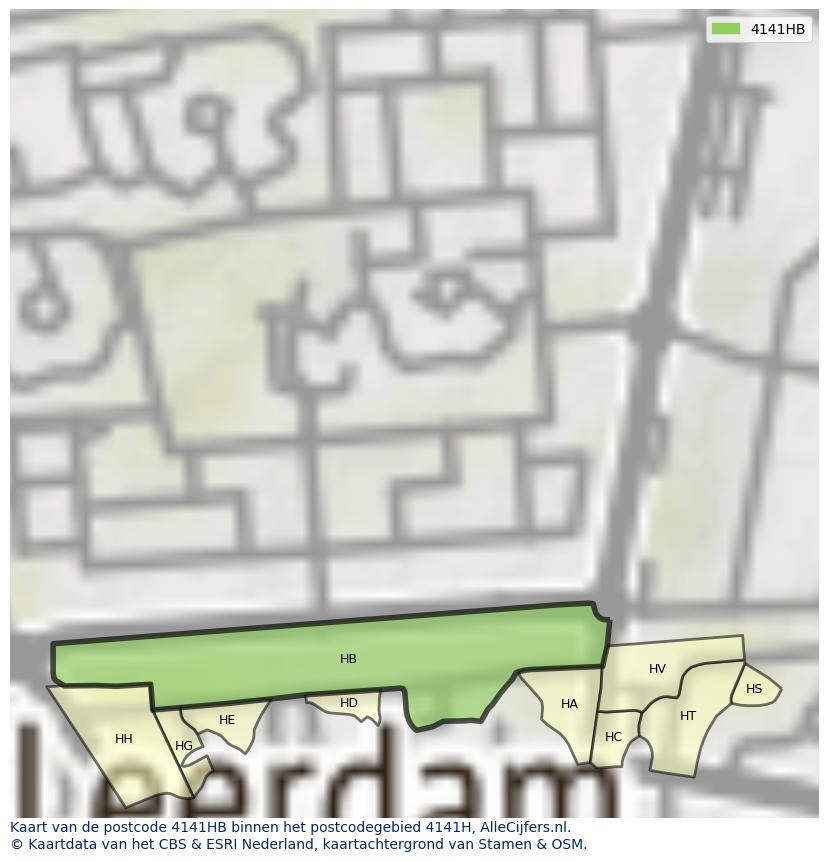 Afbeelding van het postcodegebied 4141 HB op de kaart.