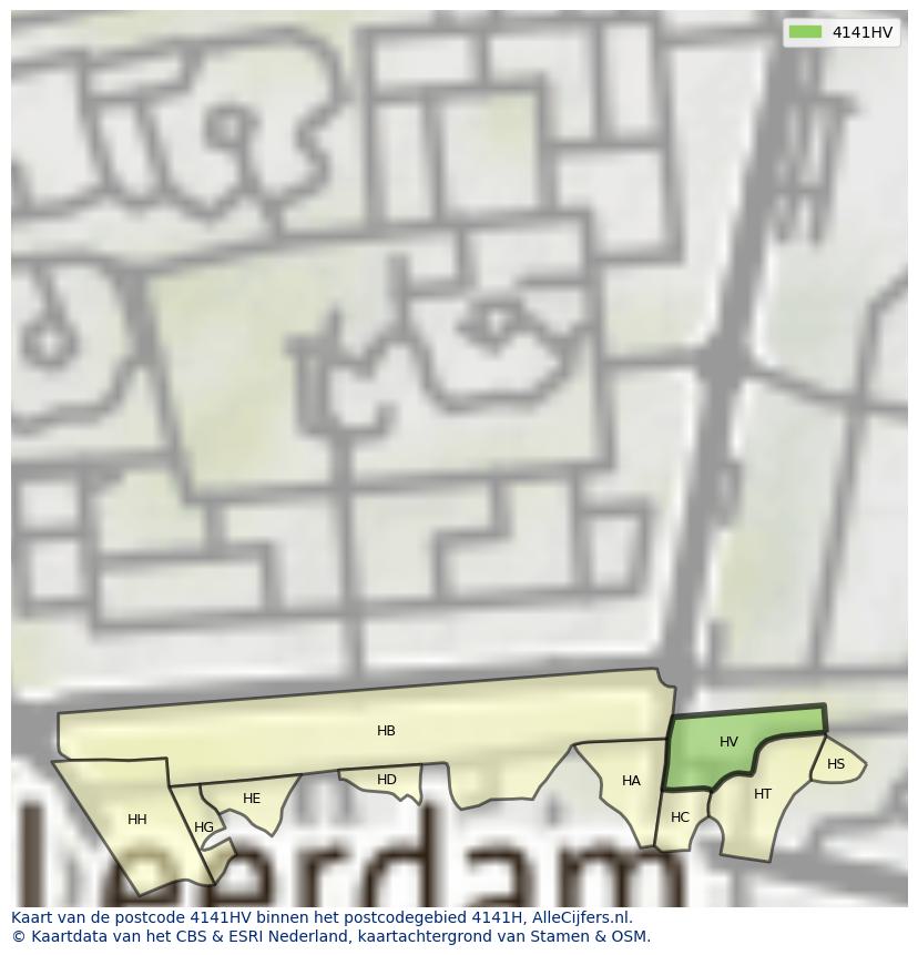 Afbeelding van het postcodegebied 4141 HV op de kaart.