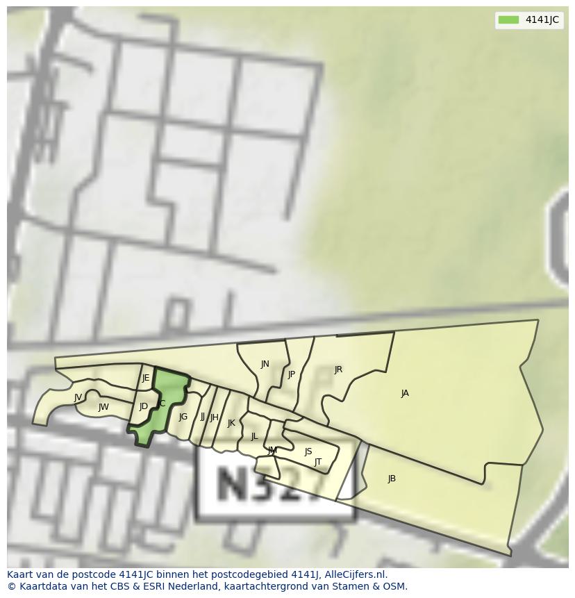 Afbeelding van het postcodegebied 4141 JC op de kaart.