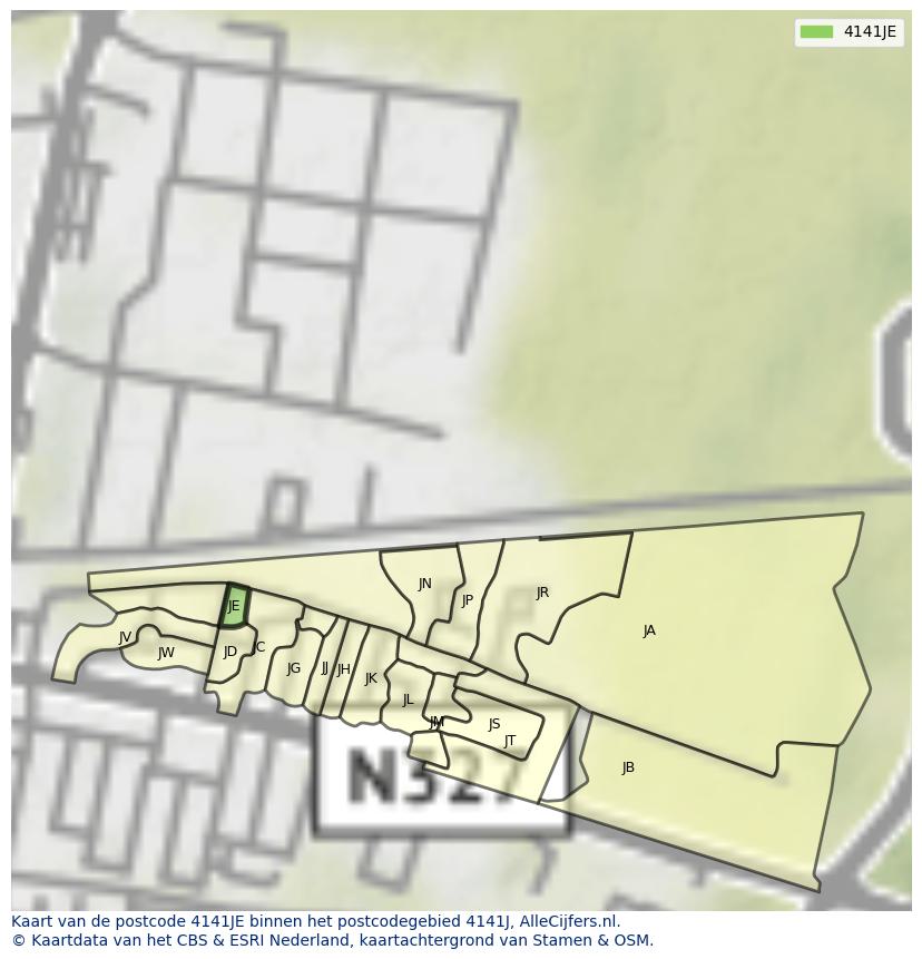 Afbeelding van het postcodegebied 4141 JE op de kaart.