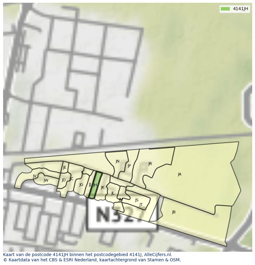 Afbeelding van het postcodegebied 4141 JH op de kaart.