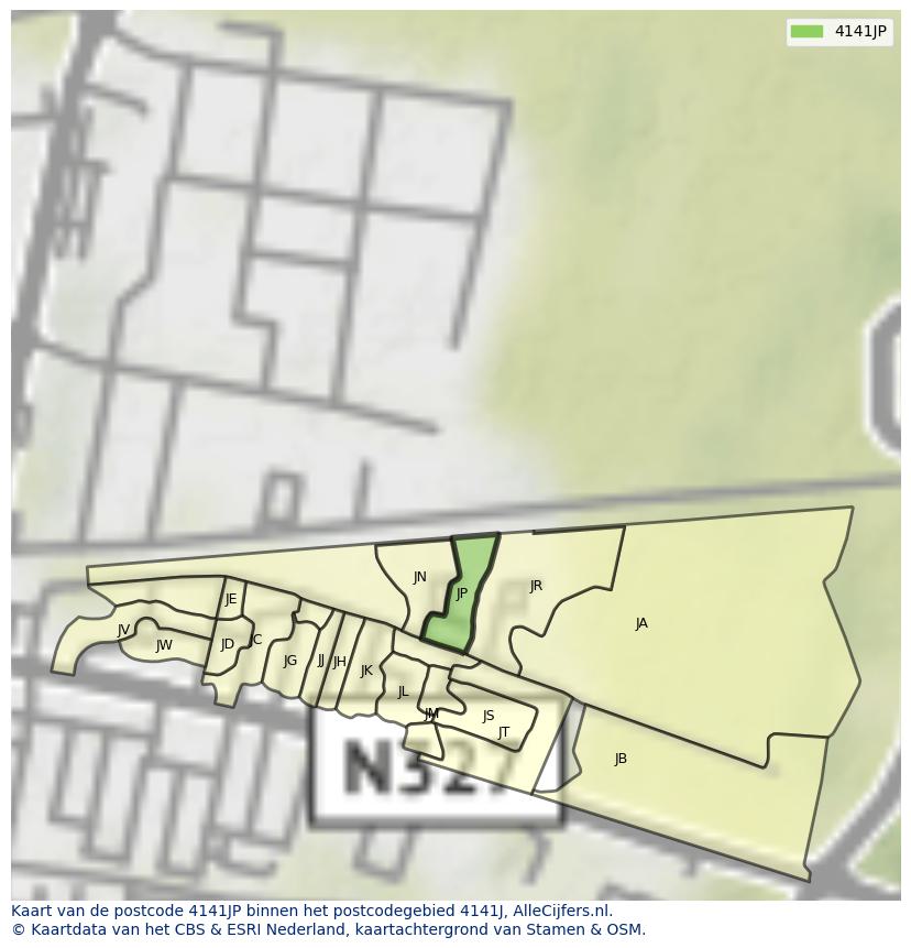 Afbeelding van het postcodegebied 4141 JP op de kaart.