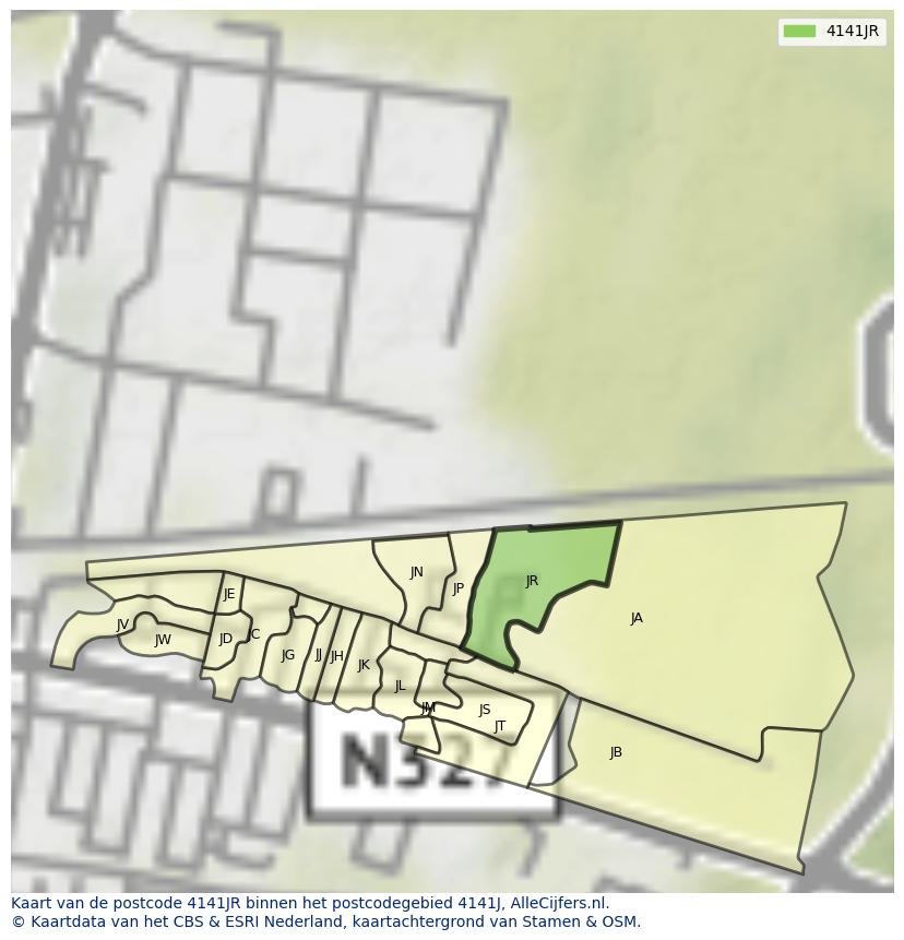 Afbeelding van het postcodegebied 4141 JR op de kaart.