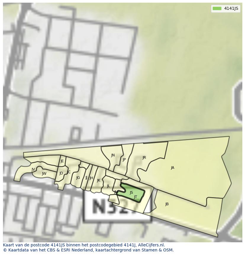 Afbeelding van het postcodegebied 4141 JS op de kaart.