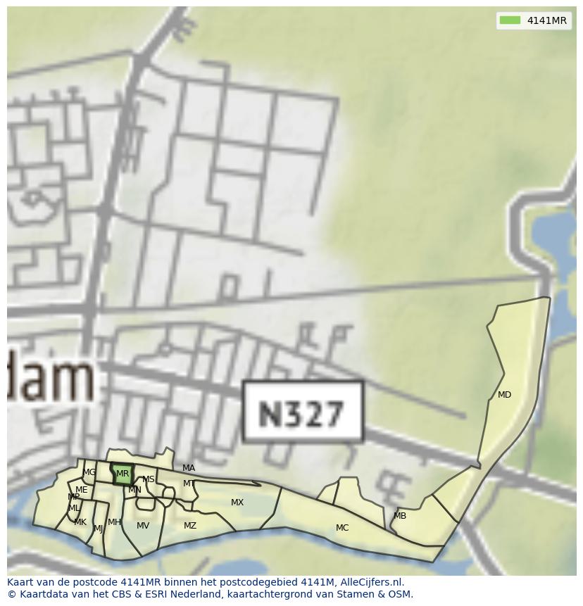 Afbeelding van het postcodegebied 4141 MR op de kaart.