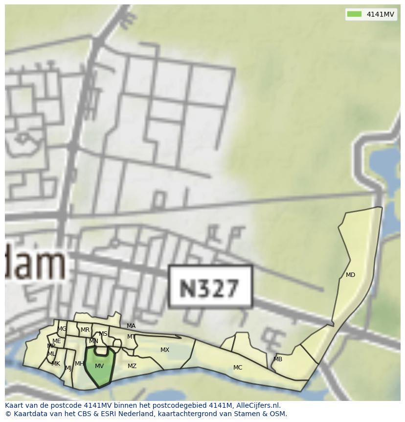 Afbeelding van het postcodegebied 4141 MV op de kaart.