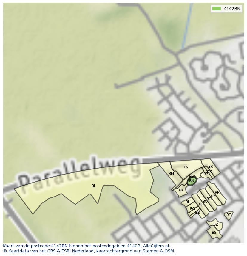 Afbeelding van het postcodegebied 4142 BN op de kaart.
