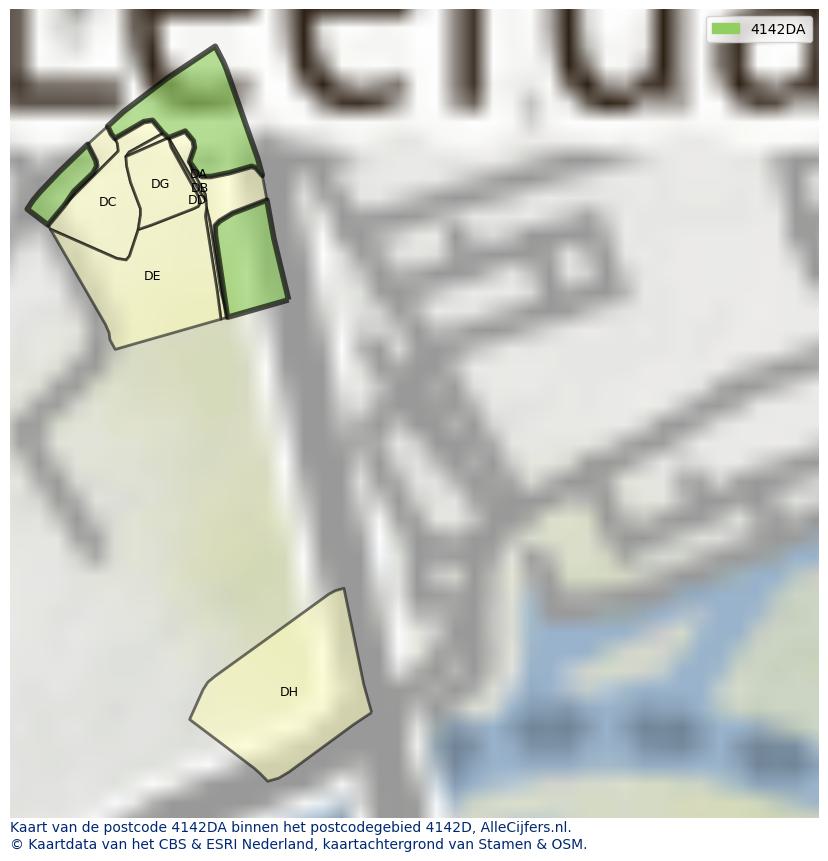 Afbeelding van het postcodegebied 4142 DA op de kaart.