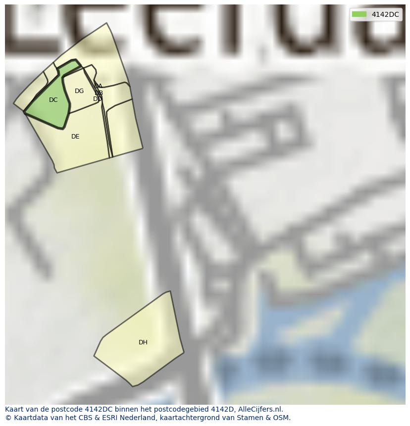 Afbeelding van het postcodegebied 4142 DC op de kaart.