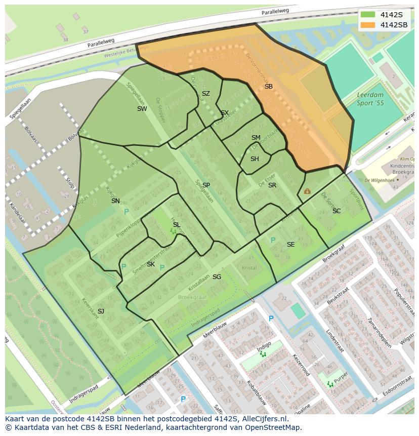 Afbeelding van het postcodegebied 4142 SB op de kaart.