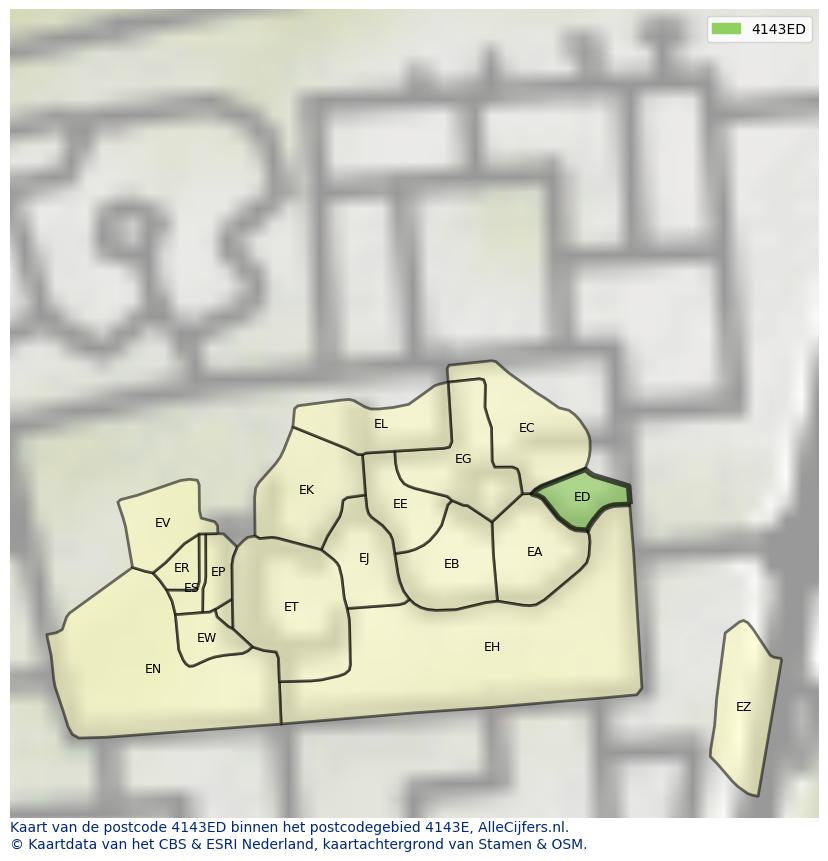 Afbeelding van het postcodegebied 4143 ED op de kaart.