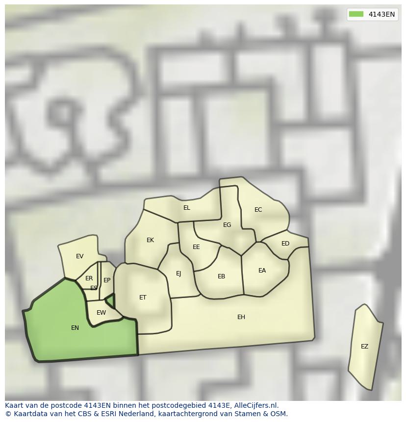 Afbeelding van het postcodegebied 4143 EN op de kaart.