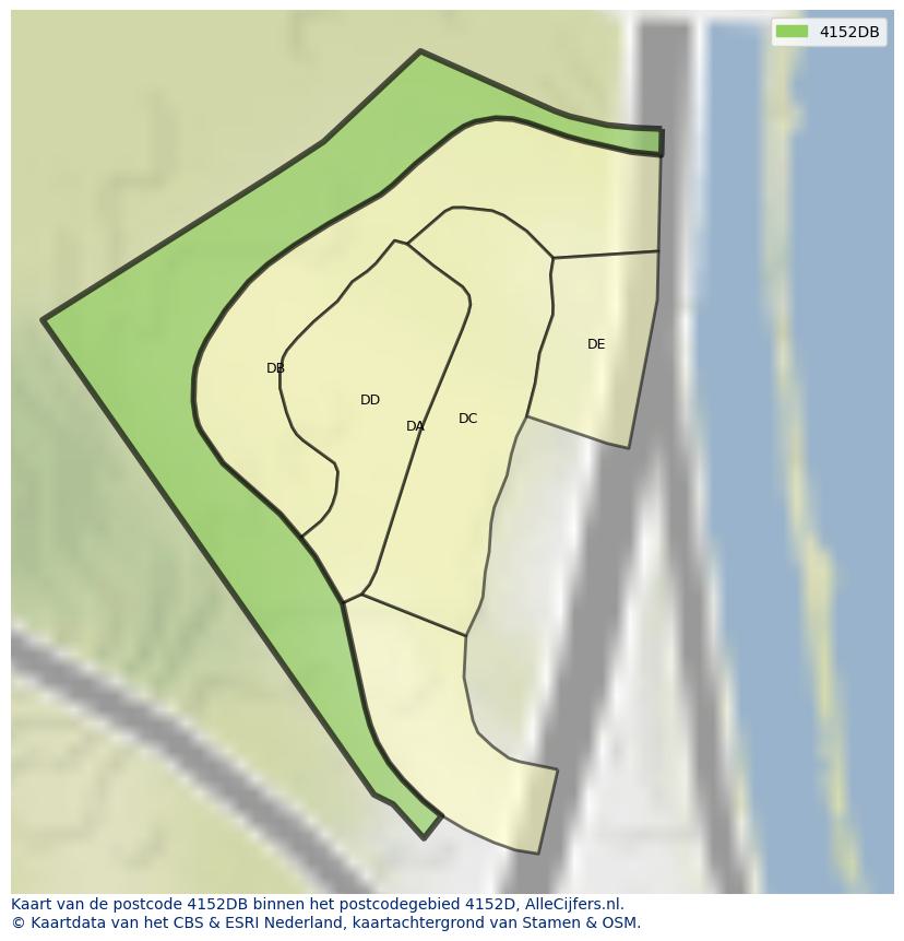 Afbeelding van het postcodegebied 4152 DB op de kaart.