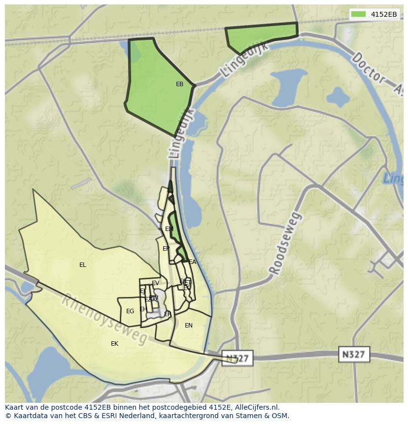Afbeelding van het postcodegebied 4152 EB op de kaart.
