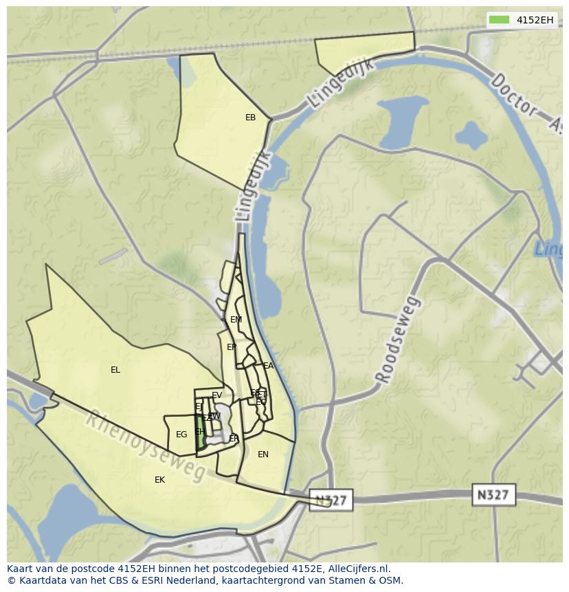 Afbeelding van het postcodegebied 4152 EH op de kaart.