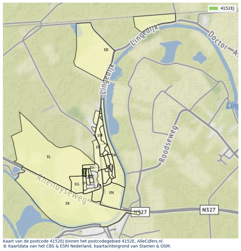 Afbeelding van het postcodegebied 4152 EJ op de kaart.