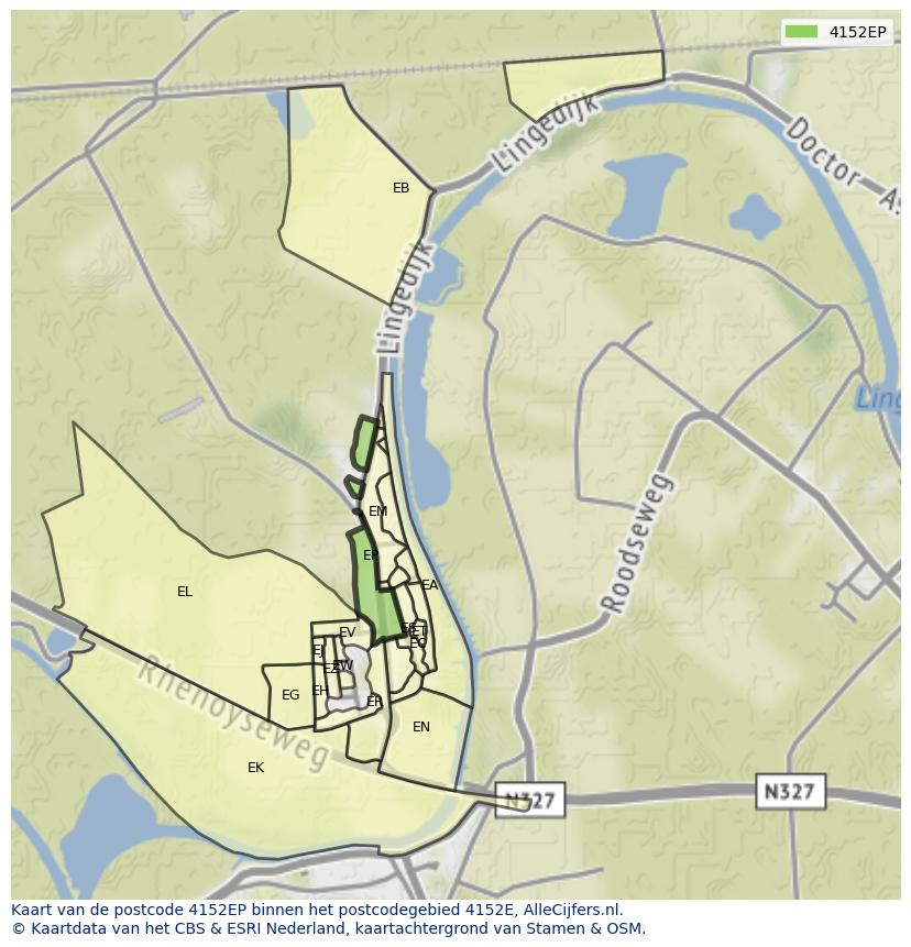 Afbeelding van het postcodegebied 4152 EP op de kaart.
