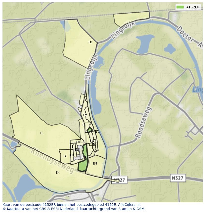 Afbeelding van het postcodegebied 4152 ER op de kaart.