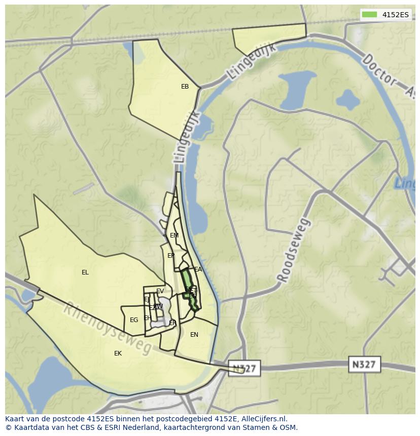 Afbeelding van het postcodegebied 4152 ES op de kaart.