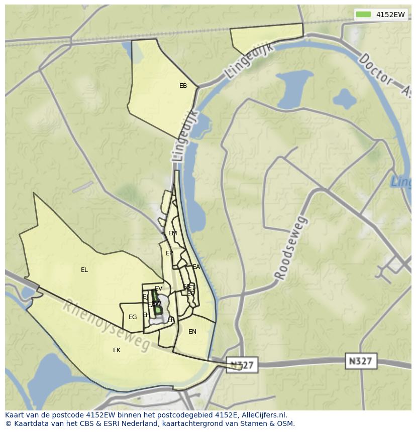 Afbeelding van het postcodegebied 4152 EW op de kaart.