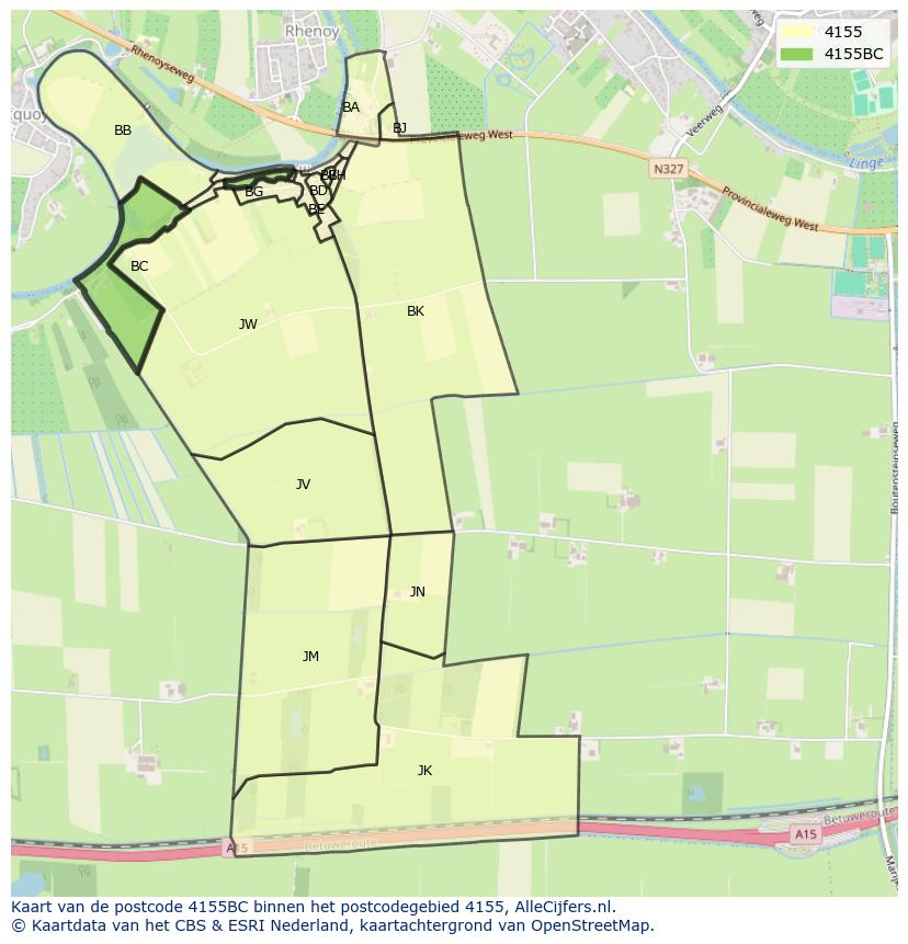 Afbeelding van het postcodegebied 4155 BC op de kaart.